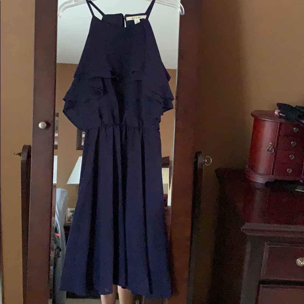 Miami navy ruffle dress.